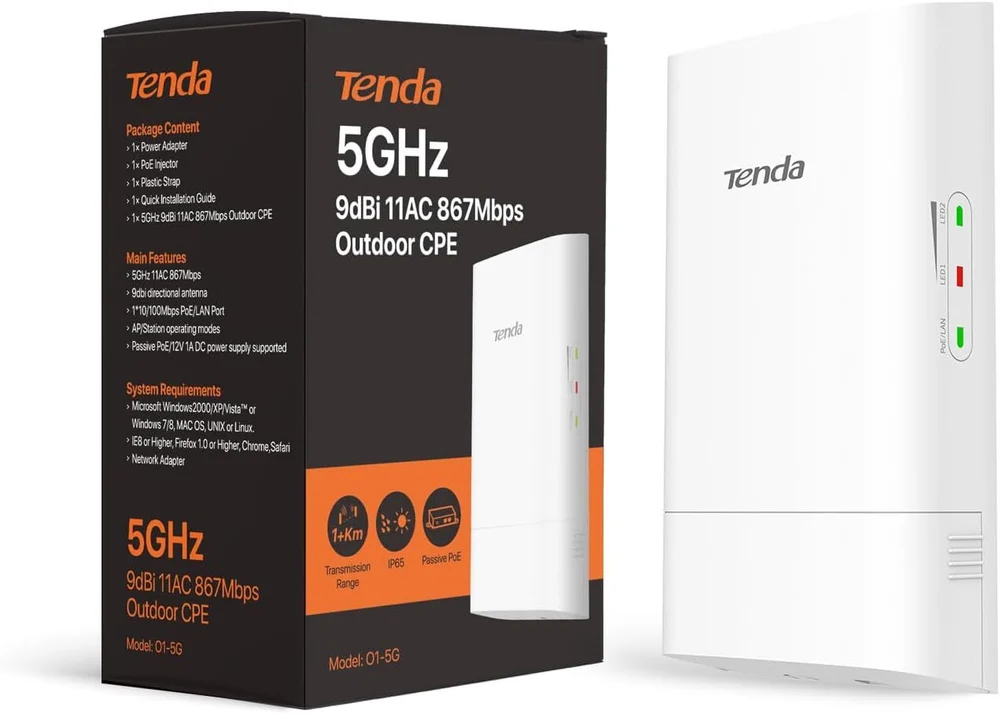Tenda Point to Point Upto 1KM Outdoor O1 5G  